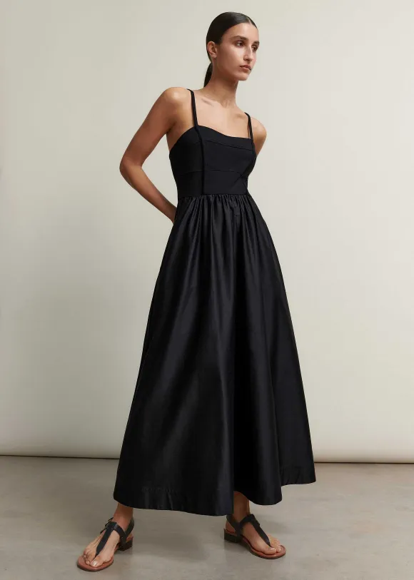 Seam Detail Mixed Media Maxi Dress