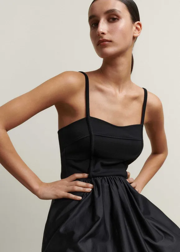 Seam Detail Mixed Media Maxi Dress