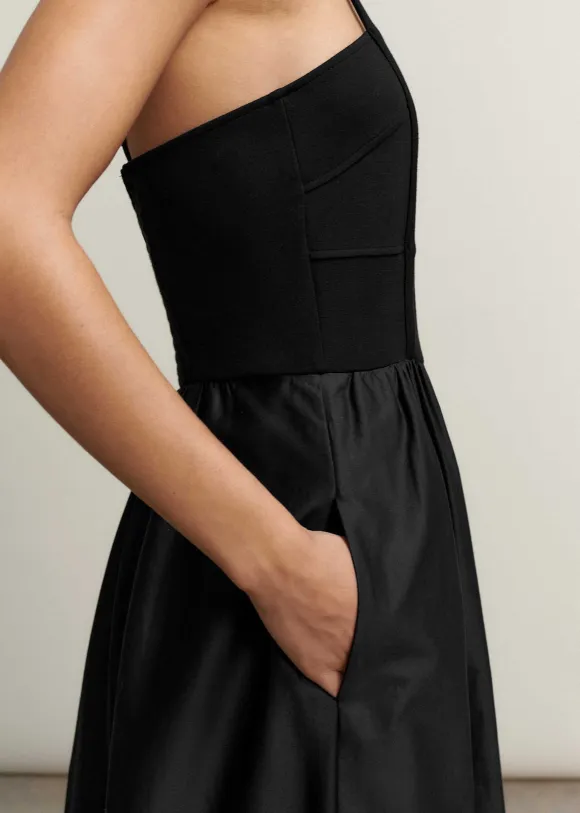 Seam Detail Mixed Media Maxi Dress