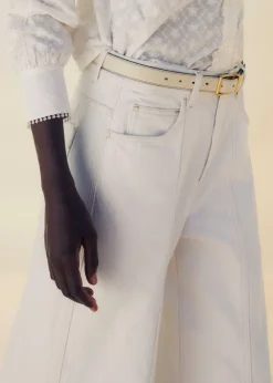 Seam Front Wide-Leg Flare Jean