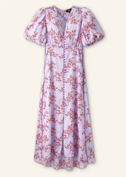 Shadow Berry Print Midi Tea Dress