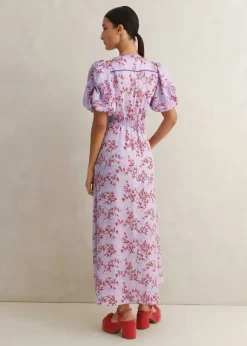 Shadow Berry Print Midi Tea Dress