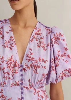 Shadow Berry Print Midi Tea Dress