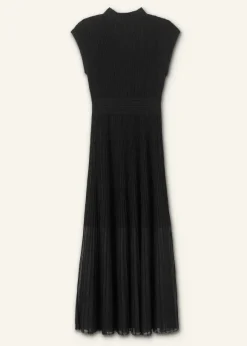 Sheer Panelled Evening Knit Maxi Dress