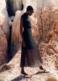 Sheer Panelled Evening Knit Maxi Dress