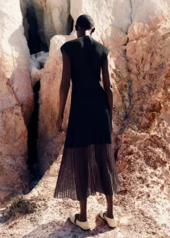 Sheer Panelled Evening Knit Maxi Dress