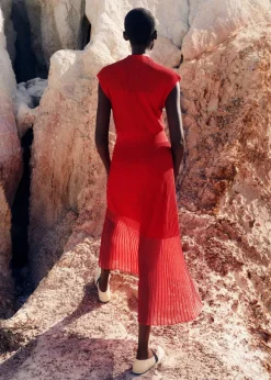 Sheer Panelled Evening Knit Maxi Dress