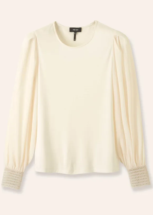 Sheer Sleeve Crew Neck Layering Top