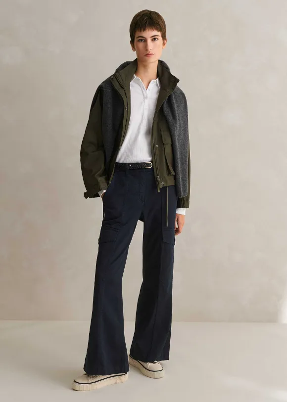 Short Length Cotton Flared Cargo Trouser