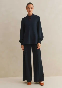 Short-Length Travel Tailoring Wide-Leg Palazzo Co-Ord