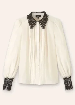 Silk Cotton Embroidered Collar Blouse