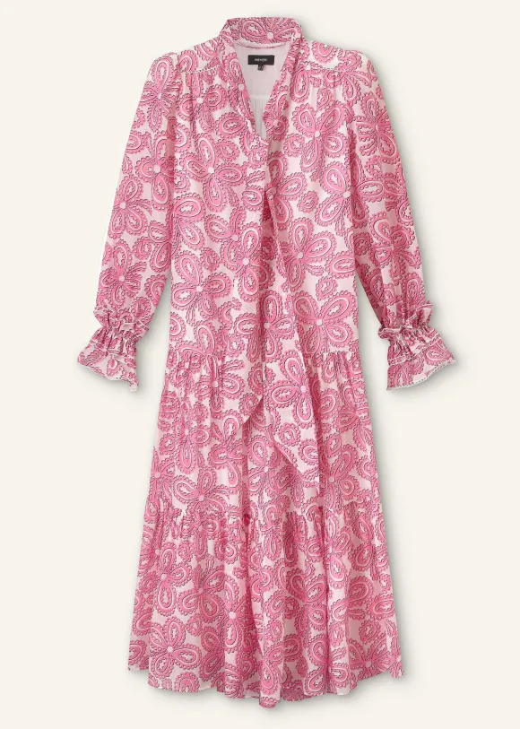Silk Cotton Flower Print Midi Dress + Belt