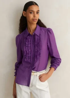 Silk Cotton Frill Detail Blouse