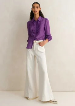 Silk Cotton Frill Detail Blouse