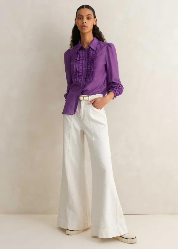 Silk Cotton Frill Detail Blouse