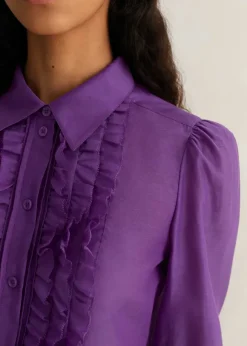 Silk Cotton Frill Detail Blouse