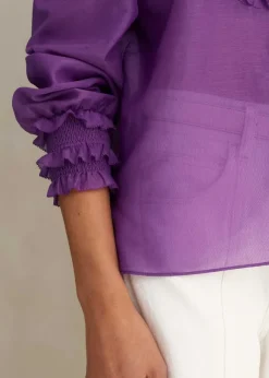 Silk Cotton Frill Detail Blouse