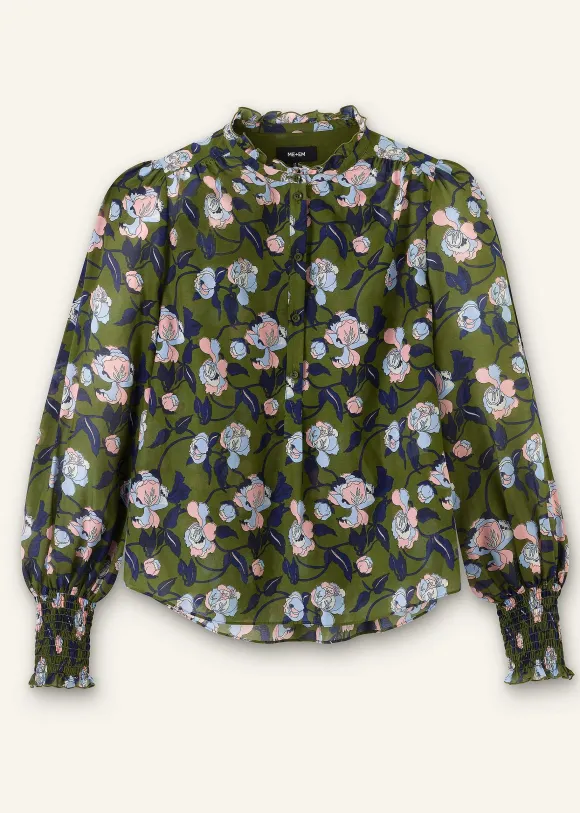 Silk Cotton Rose Print Blouse