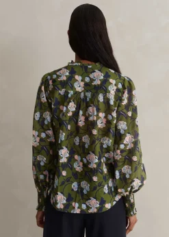 Silk Cotton Rose Print Blouse