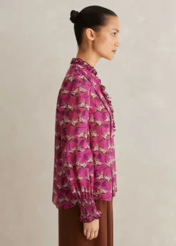Silk Cotton Waterlily Print Blouse