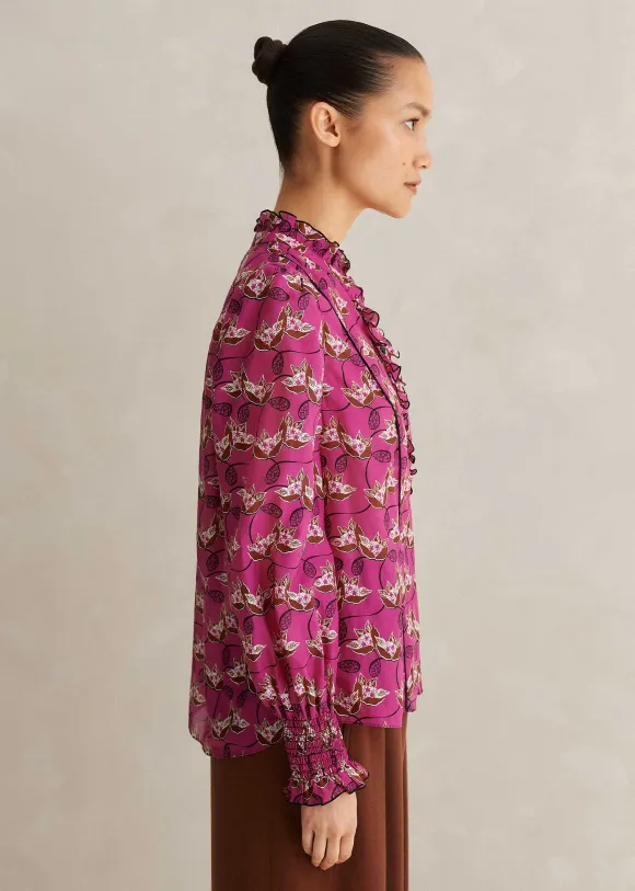 Silk Cotton Waterlily Print Blouse