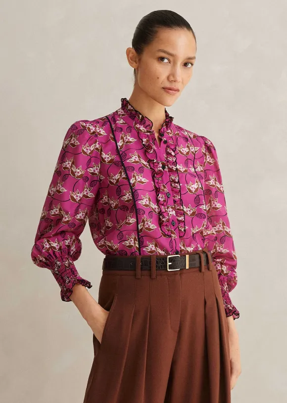 Silk Cotton Waterlily Print Blouse