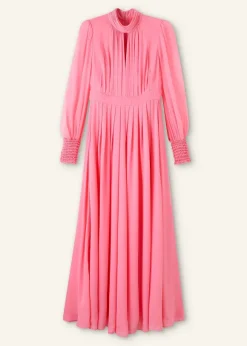 Silk Full-Length Dress With Corsage + Belt