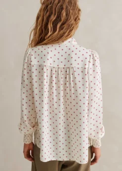 Silk Halo Spot Print Pussybow Blouse