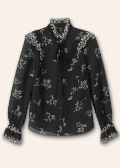 Silk Organza Cherry Blossom Print Blouse