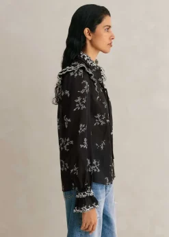 Silk Organza Cherry Blossom Print Blouse