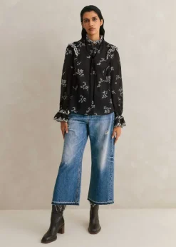 Silk Organza Cherry Blossom Print Blouse