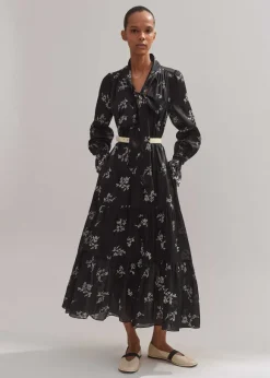 Silk Organza Cherry Blossom Print Maxi Dress