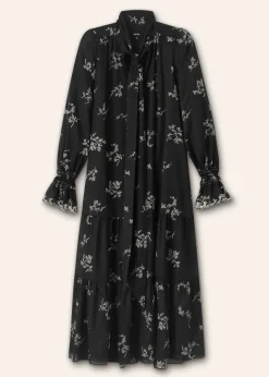 Silk Organza Cherry Blossom Print Maxi Dress