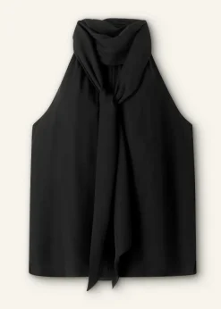 Silk Pussybow Halterneck Top