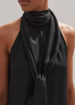 Silk Pussybow Halterneck Top