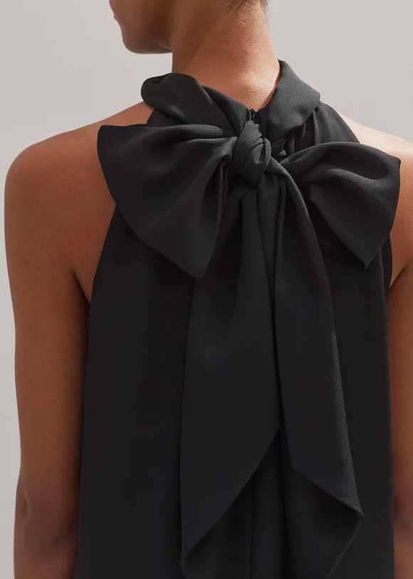 Silk Pussybow Halterneck Top