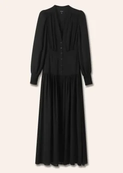 Silk Statement V-Neck Maxi Dress + Belt