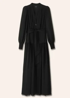 Silk Statement V-Neck Maxi Dress + Belt