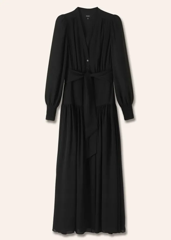 Silk Statement V-Neck Maxi Dress + Belt