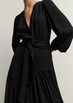Silk Statement V-Neck Maxi Dress + Belt