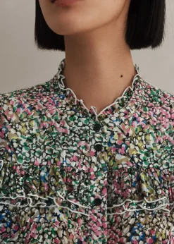 Silk-Blend Devor Confetti Print Blouse