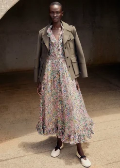 Silk-Blend Devor Confetti Print Maxi Dress