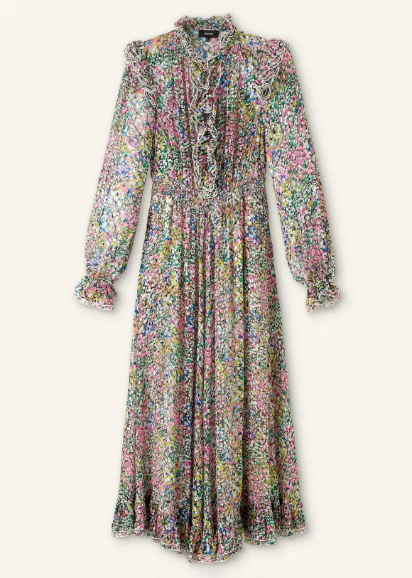 Silk-Blend Devor Confetti Print Maxi Dress