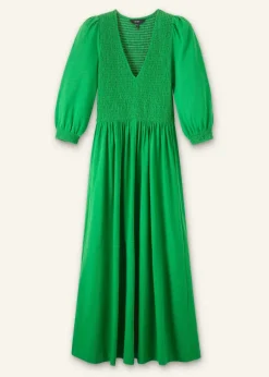 Slub Cotton V-Neck Maxi Dress