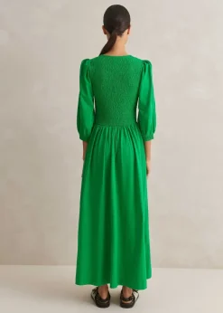 Slub Cotton V-Neck Maxi Dress