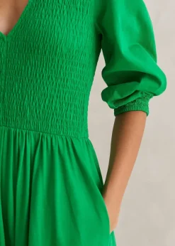 Slub Cotton V-Neck Maxi Dress