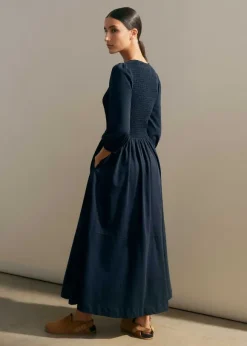 Slub Cotton V-Neck Maxi Dress
