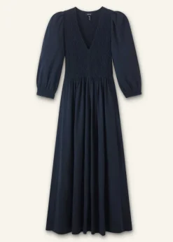 Slub Cotton V-Neck Maxi Dress
