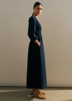Slub Cotton V-Neck Maxi Dress