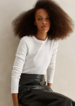 Slub Jersey Crop Crew Neck Top